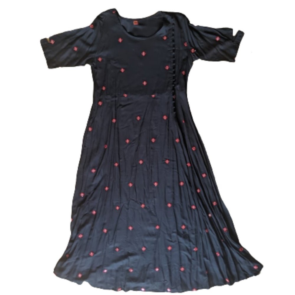 Black Indian Dress with Little Mirrors Size XL / 42  NEW NWOT